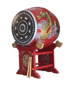 Trống Chùa Vẽ Rồng Gỗ Mít Da Trâu