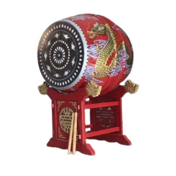 Trống Chùa Vẽ Rồng Gỗ Mít Da Trâu