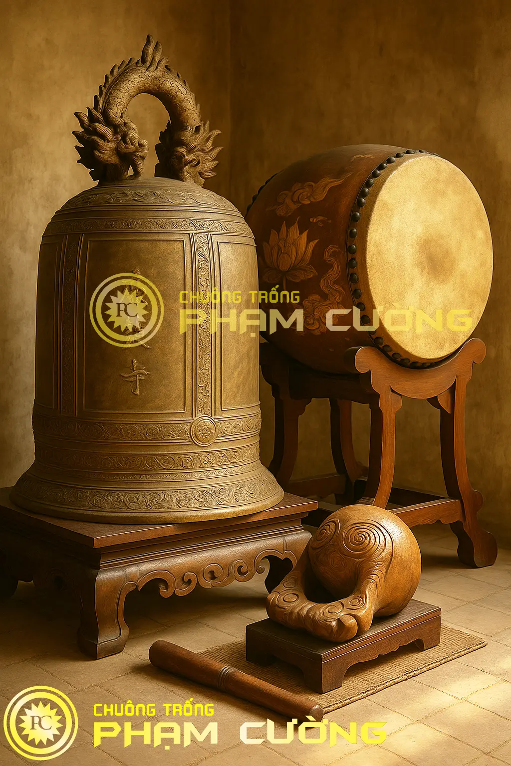 Chuông Đồng Cổ Đúc & Chuông Chùa Toi Uu Hoa Am Tinh Tam