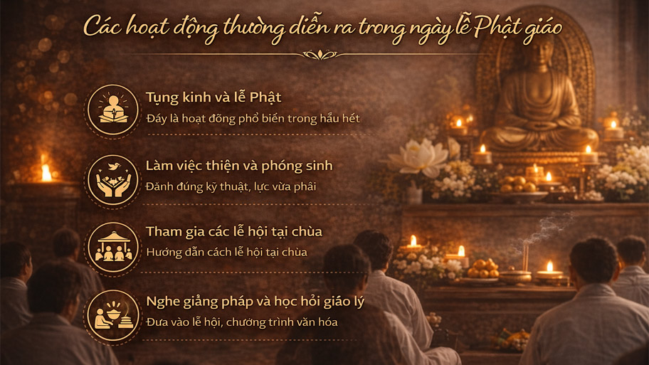 Các hoạt động thường diễn ra trong ngày lễ Phật giáo