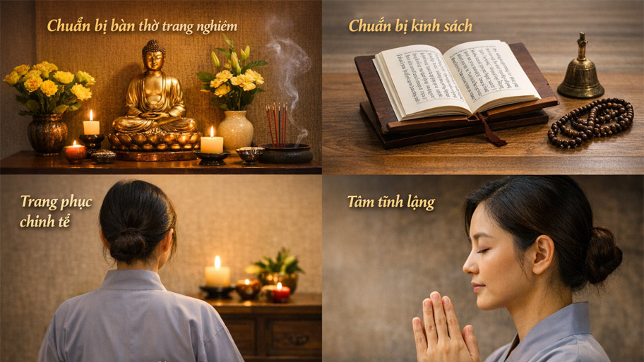 Chuẩn bị trước khi tụng kinh tại gia