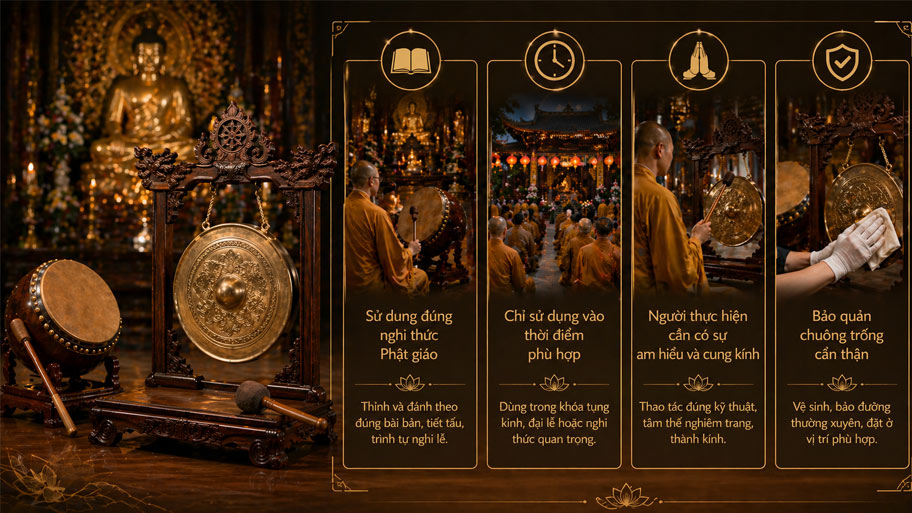 Lưu ý khi sử dụng chuông trống bát nhã