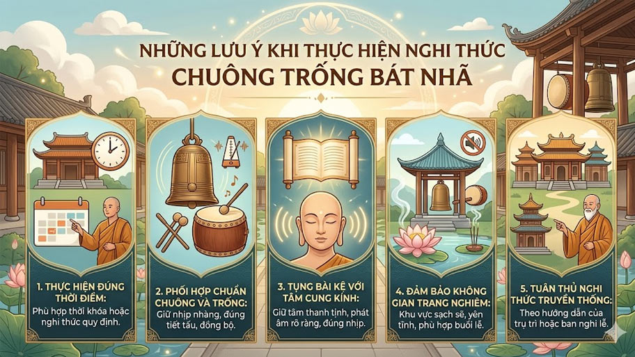 Lưu ý khi thực hiện nghi thức chuông trống bát nhã