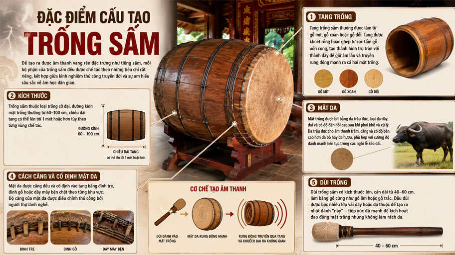 Đặc điểm cấu tạo của trống sấm