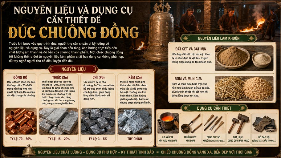 Nguyên liệu đúc chuông đồng