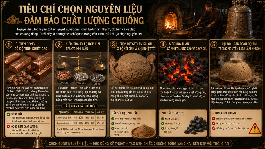 Tiêu chí chọn nguyên liệu đảm bảo chất lượng chuông